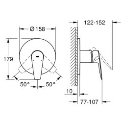 Single lever shower mixer BauEdge 24161001 , 1/2