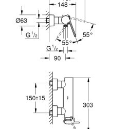 Едноръкохватков смесител за душ Grohe Plus 1/2