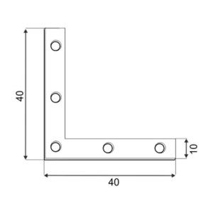 Г-образна планка NA 40 , 40x40x10x1,5 mm , комплект 4 бр.
