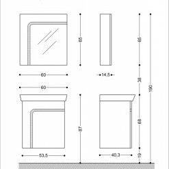 Горен шкаф с LED огледало - десен ТЕРЕЗА 60 PVC
