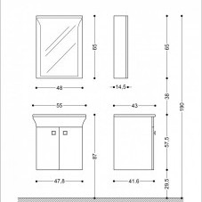 Горен шкаф с LED огледало - ляв ЛИНЕА 55 PVC