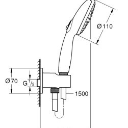Shower set with hand shower with two jets and shower holder Tempesta 110