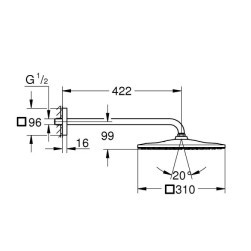 Комплект душ глава 422 mm Rainshower Mono 310 Cube 26564AL0