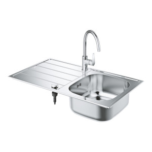 Kitchen sink and faucet set BauEdge 86х50 см