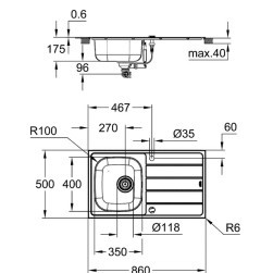 Kitchen sink and faucet set BauEdge 86х50 см
