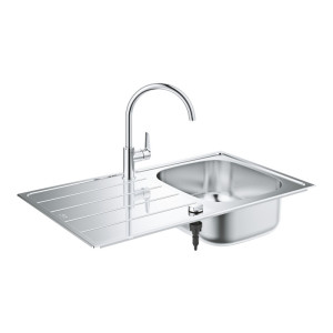 Kitchen sink and faucet set BauEdge 86х50 см