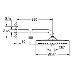 Комплект с душ глава 380 mm, 1 струя Tempesta 250 266682430