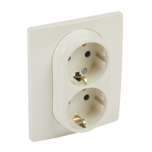 Socket double Shuko Legrand NILOE 764634 , 16A, cream