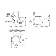 Console toilet bowl Bau Ceramic 39427000 , 53 см.