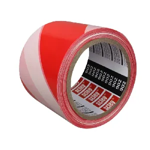  Лента сигнална бяло/червена 8 см , 100 м