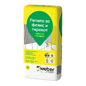 Adhesive for faience and terracotta webercol Стандарт , F600 ,  25 kg.