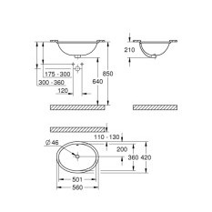 Bathroom sink BauCeramic 55 cm. , for under-counter installation