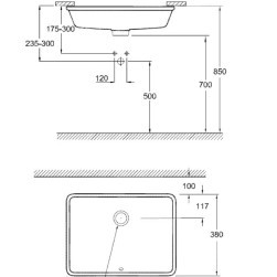 Bathroom sink Cube 50 cm. , for under-counter installation