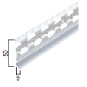 Galvanized plaster border profile, 50x9 mm., 3.0 m
