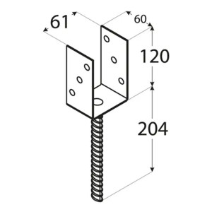 Основа за греда PS 60 U , 61x120x4 mm (HDG)