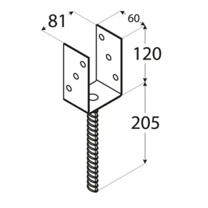 Основа за греда PS 80 U , 81x120x4 mm (HDG)