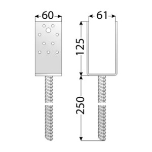 Основа за греда PSS 60 , 61x125x60x4,0 mm
