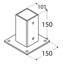 Основа за греда - фиксирана PSP 100 , 101x150x2 mm