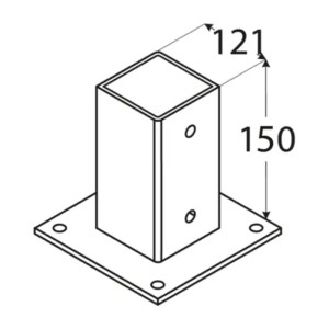 Основа за греда - фиксирана PSP 120 , 121x150x2 mm