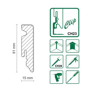 MDF skirting board FU062L1-552184 , 58 mm. , 2.4 m., White 9001