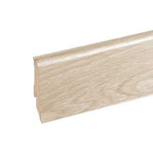 PVC skirting board K0210L , 59 mm. , 2.4 m., Hvide oak