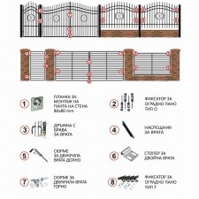  Планка за монтаж на стена за метална ограда 8Х8