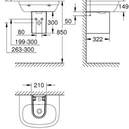 Semi-console for sink Euro Ceramic 39201000