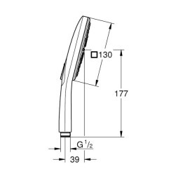 Hand shower with 3 jets 26582GN0 Rainshower SmartActive 130 Cube