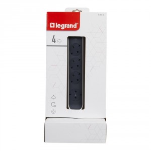 Разклонител шуко Legrand 694505 , 4x2P+E , 2 м. кабел , бял/сив