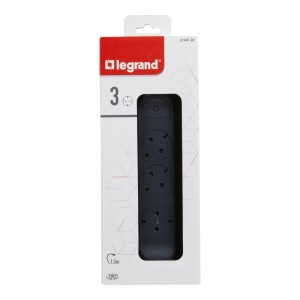 Разклонител шуко Legrand 694528 , 3x2P+E , 1.5 м. кабел , черен/сив