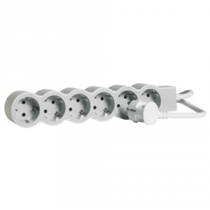 Shuko splitter Legrand 694557 , 6x2P+E , 1.5 m. cable, white/grey