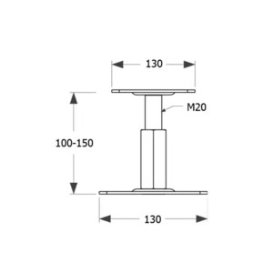 Регулируема подпора за греда PR 130/130 , 130x130x100-150 mm M20