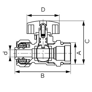 Ball valve mini with f16 adapter F-Comfort ,  blue