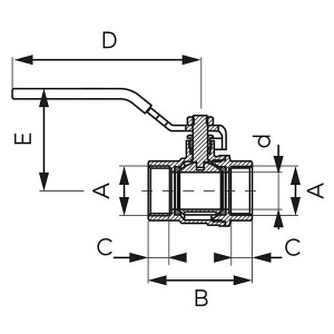 Ball valve with flat handle Ж-Ж , 1 1/2