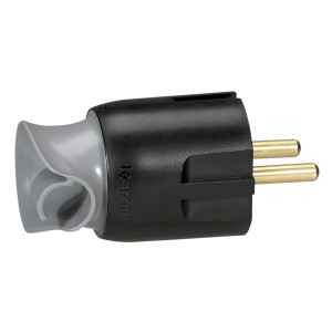 Plug Legrand 50173 , 2P+E 16A , with cable at 90°, grey/black