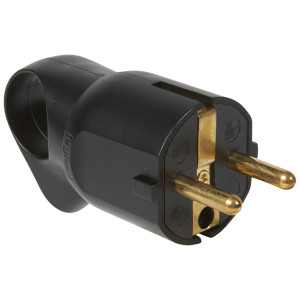 Plug Legrand 50328 , 2P+T 16A 250V with ring, black