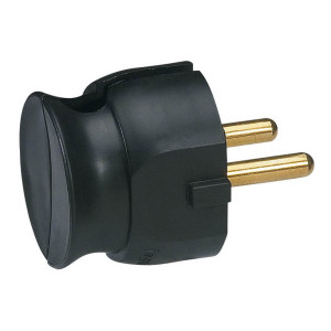 Plug without grounding Legrand 50184 , 16A , with cable at 90°, black