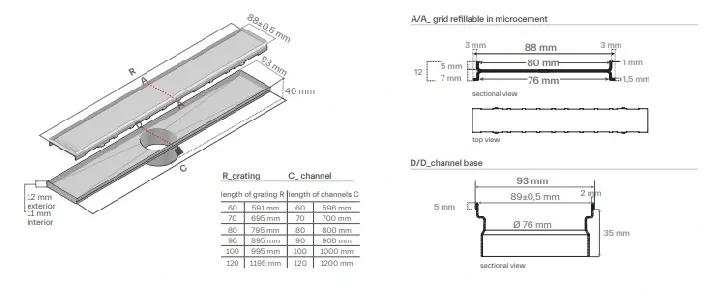 Сифон линеен DRY50 FLAT 90 MC