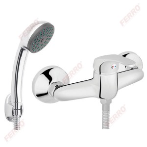 Wall-mounted shower mixer BASIC, with manual shower, chrome