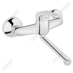 Wall-mounted sink mixer BASIC, rotating spout 150 mm. , chrome