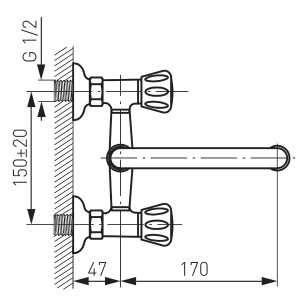 Смесител стенен за умивалник двуръкохватков Standard BST3