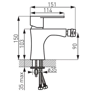 Standing bidet mixer Algeo