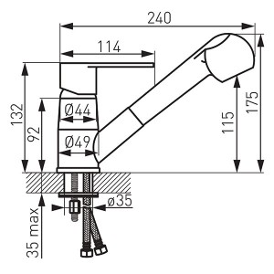 Sink mixer with pull-out spout Algeo