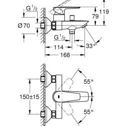 Shower/bath mixer NEW Bau Edge