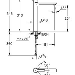 Mixer tap for washbasins Lineare New , XL-size