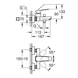 Смесител за вана GROHE Cubeo 1018132430