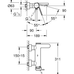 Смесител за вана GROHE Plus 33553003