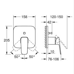 Смесител за вграждане за вана/душ Grohe Cubeo 1017780000