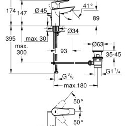 Mixer tap for washbasins BauEdge 23328001 , 1/2