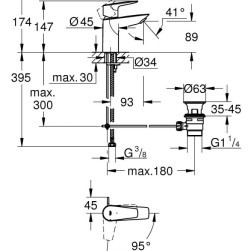 Mixer tap for washbasins BauEdge 23559001 , 1/2